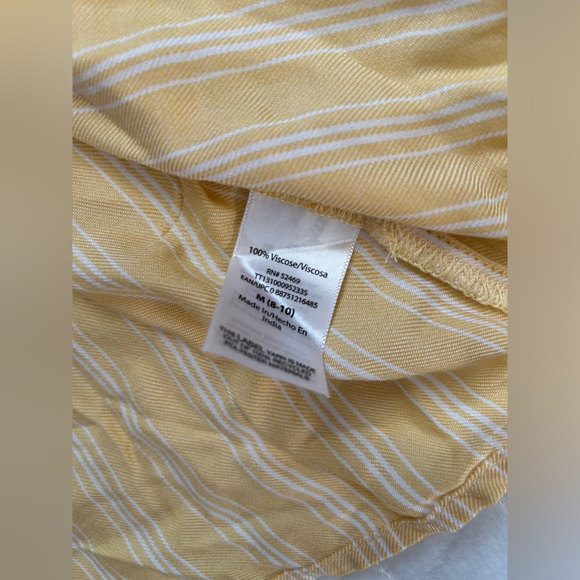Time and True Yellow & White Striped Top with Tie Detail & Bell Sleeves Size Med - Picture 7 of 8